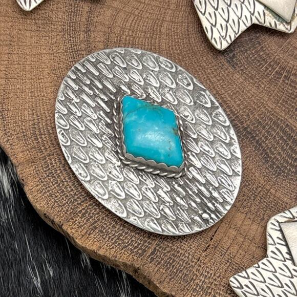 1990s Native American NAVAJO Contemporary Sterling & Turquoise Concho Belt Set main image 7
